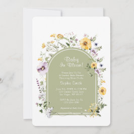 Grün-Boho Rustikales Baby in Bloom Baby Dusche Einladung