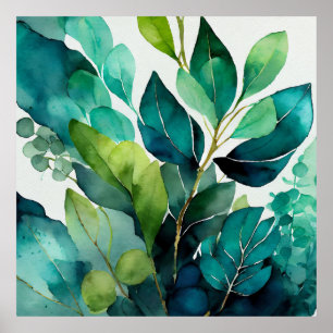 Grün Botanisch Türkis Poster
