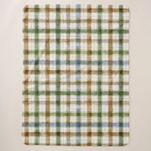 Grün Braun Blau Streifen Sherpadecke