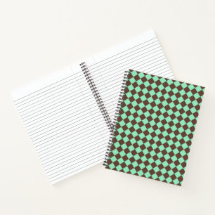 Grün Braun Diamant Schachbrettmuster Notizbuch