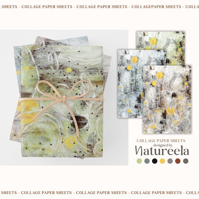 Grün Braun Grau Abstrakt Collage Geschenkpapier Set (Von Creator hochgeladen)
