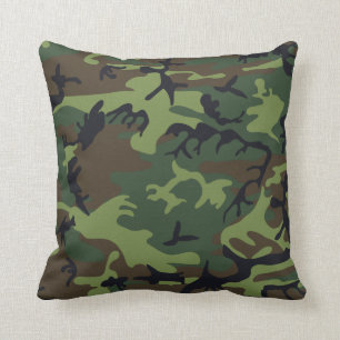 Grün, Braun, Schwarz Camo Tarnmuster Kissen