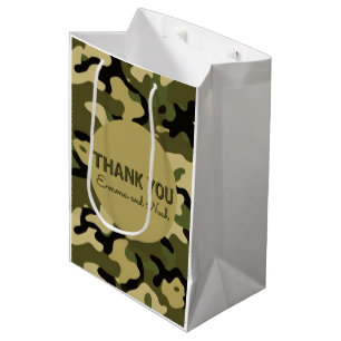 Grün, Braun, Tan und Schwarzes Kamuflage Danke Mittlere Geschenktüte