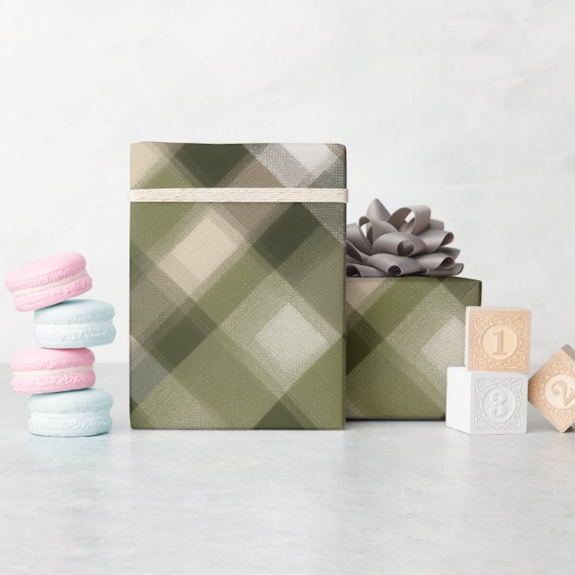 Grün Braun Wald Karo Moos Karomuster Geschenkpapier (Babyparty)