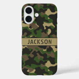Grün-braune Tarnung Personalisiert iPhone 16 Hülle
