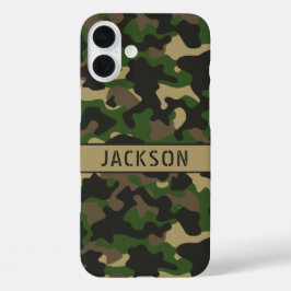 Grün-braune Tarnung Personalisiert iPhone 16 Plus Hülle