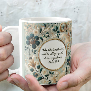 Grün-brauner Rahmen personalisierbarer Vers Kaffeetasse