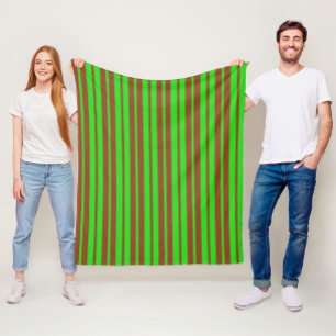 Grün-braunes stilvolles Streifenmuster-Design Fleecedecke
