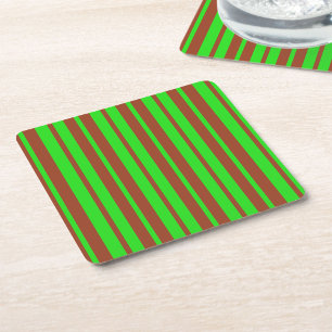 Grün-braunes stilvolles Streifenmuster-Design Rechteckiger Pappuntersetzer