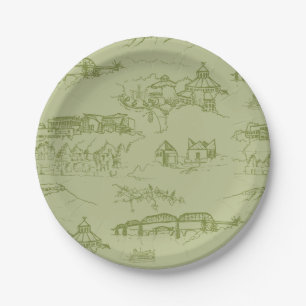 Grün Chattanoogas Toile Pappteller