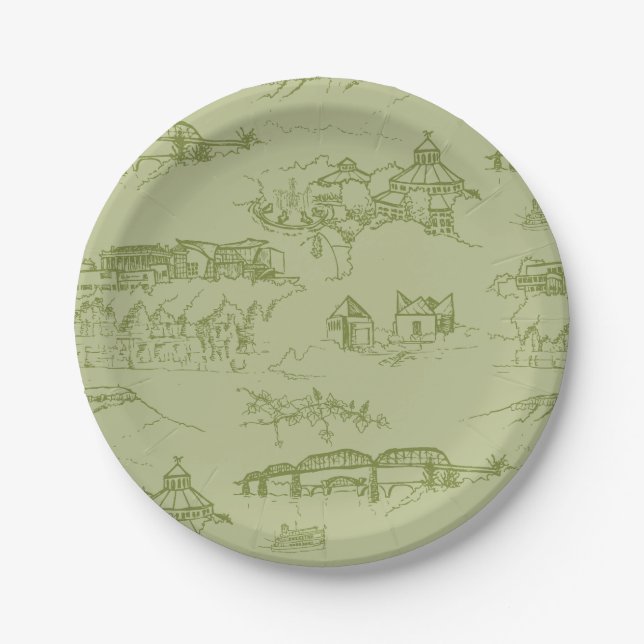 Grün Chattanoogas Toile Pappteller (Vorderseite)