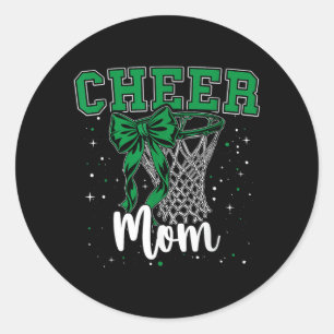 Grün Cheer Mom Bow Sport Baseball Spiel Runder Aufkleber