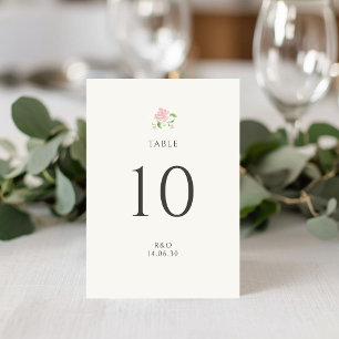 Grün Chic Florale Rosen Hochzeit Tischnummernkar Tischnummer