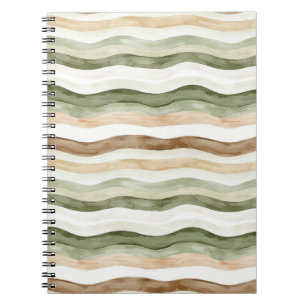 Grün Creme Beige Braun Streifen Notizblock