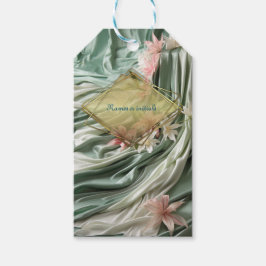 Grün, Creme, Seidenraupen und farbige Blume Geschenkanhänger