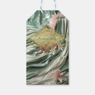 Grün, Creme, Seidenraupen und farbige Blume Geschenkanhänger