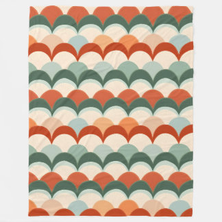 Grün, Creme und Orangen-Scalloping-Muster Fleecedecke