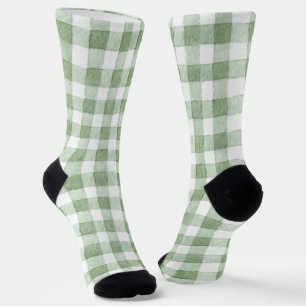 Grün Creme Weiß Karierte Streifen Socken