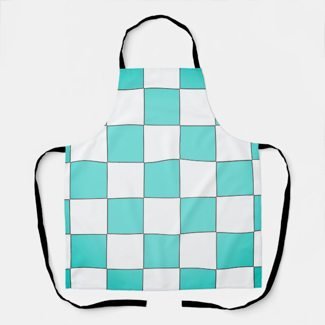 Grün Cyan Schachbrett  Schürze (Vorderseite)