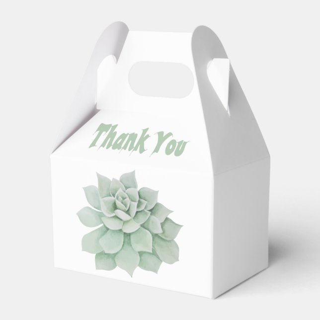 Grün danke Ihnen Sukkulent Cactus Party Wedding Geschenkschachtel (Vorderseite)