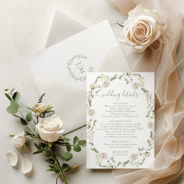 Grün der Blume des weißen Peony Wedding Details Ka RSVP Karte (Von Creator hochgeladen)