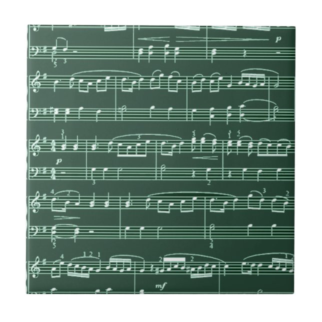 Grün der musikalischen Notizen Fliese (Vorderseite)