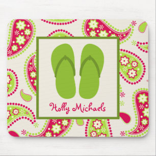 Grün drehen Reinfälle/Rosa und Grün Paisley Mousepad