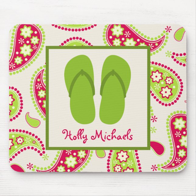 Grün drehen Reinfälle/Rosa und Grün Paisley Mousepad (Vorne)