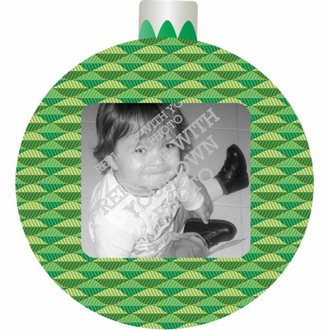 Grün Druckweihnachtsball-Foto-Verzierungs-Rahmen Fotoskulptur Ornament (Vorne)