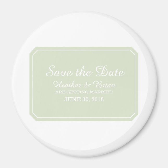 Grün einfach elegant Save the Date Magnet (Vorne)
