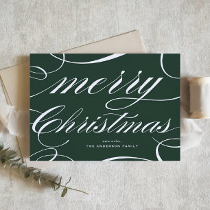 Grün Elegant Flourish Schrift Frohe Weihnachten