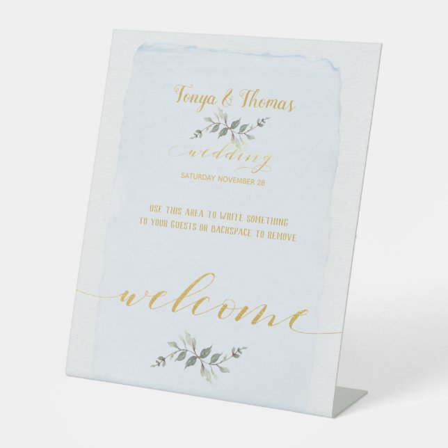 Grün & Extravagant Gold Schriftart Kalligraphie Wi Sockelschild (Vorderseite)