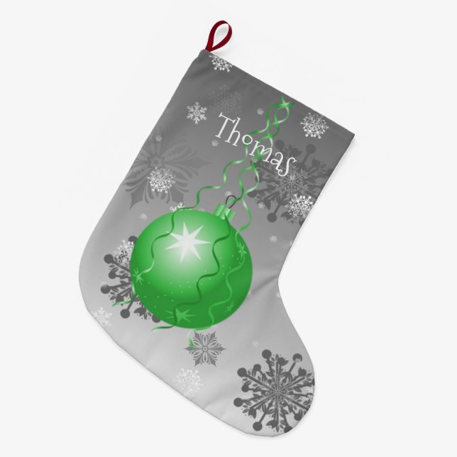 Grün Extravaganter Weihnachtsschmuck Strumpf Großer Weihnachtsstrumpf (Vorderansicht (hängend))