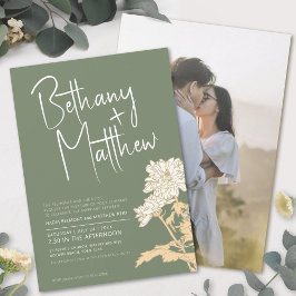 Grün Fall Blume Kalligraphie Skript Hochzeit Einladung