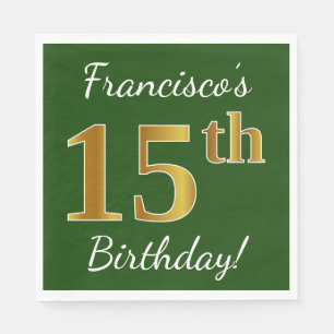 Grün, Falsches Gold 15. Geburtstag + Benutzerdefin Serviette