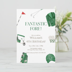 Grün fantastische Fore Preppy Golf Kindergeburtsta Einladung