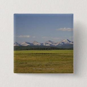 Grün-Felder und Rolling Hills mit Bergen Button