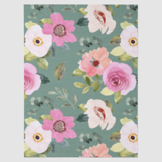 Grün & Floral Seidenpapier