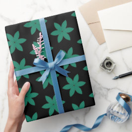 Grün florales Schwarz Modernes Elegantes trendiges Geschenkpapier