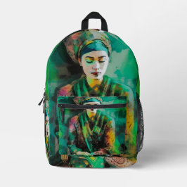 Grün-Frau Bedruckter Rucksack