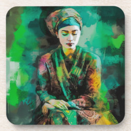 Grün-Frau Getränkeuntersetzer