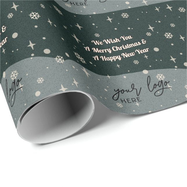 Grün frohe Weihnachten Business Ihre Logos Grüße Geschenkpapier (Rolleneckpunkt)