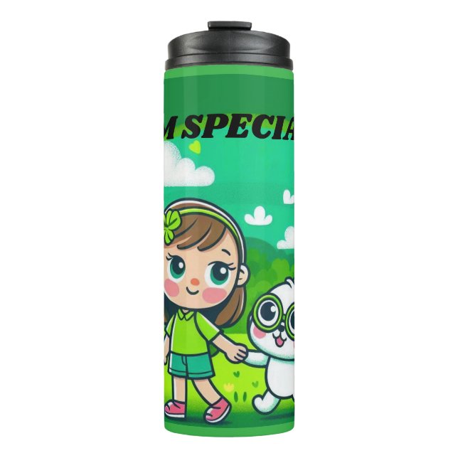 Grün für das Celebral Palsy Bewusstsein Thermosbecher (Vorderseite)