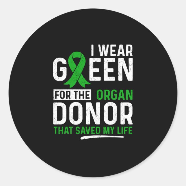 Grün für die Organspendertransplantation Niere Leb Runder Aufkleber (Vorderseite)
