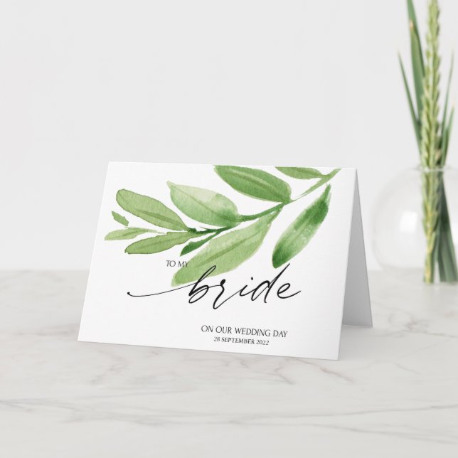 Grün für meine Braut an unserem Hochzeitstag Karte (Vorderseite)