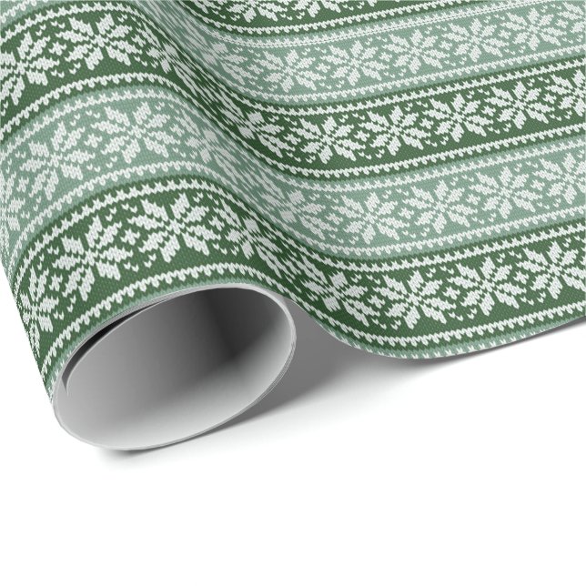 Grün gegossener Weihnachtsschneeflocken Ugly Sweat Geschenkpapier (Rolleneckpunkt)