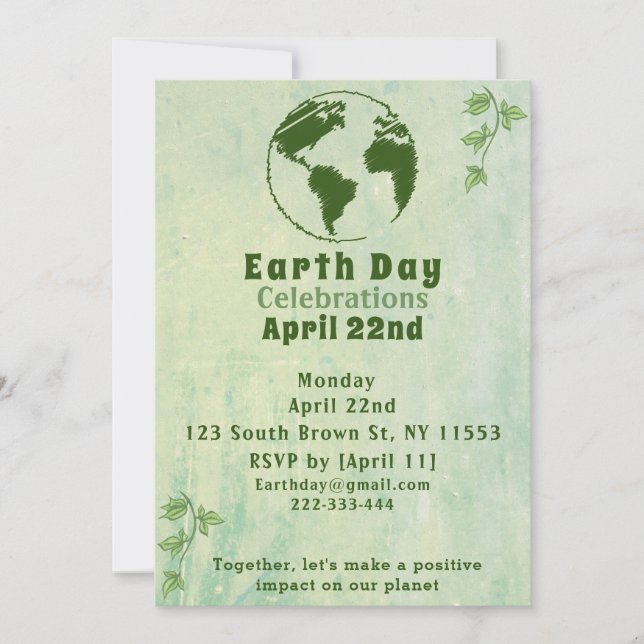 Grün gehen, Spaß haben: Earth Day Celebration Save The Date (Vorderseite)