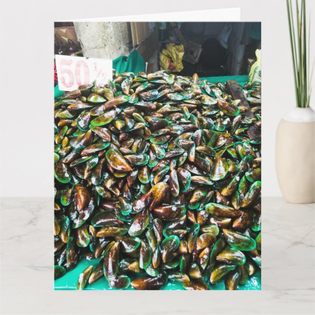 Grün geklebte Mussels für den Verkauf geklappte Gr Karte (Vorderseite)