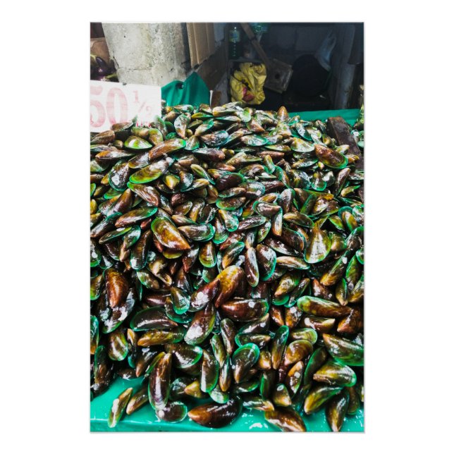 Grün geklebte Mussels für den Verkauf Poster (Vorderseite)