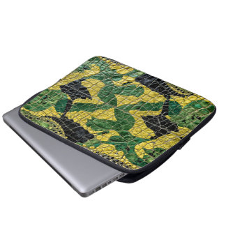 Grün Gelb Alligator Krokodil Drache Leder Laptopschutzhülle